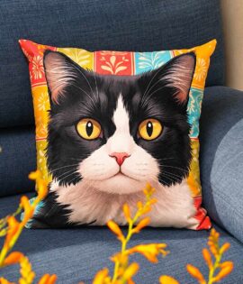 Cojín Gato Bicolor - Con Relleno