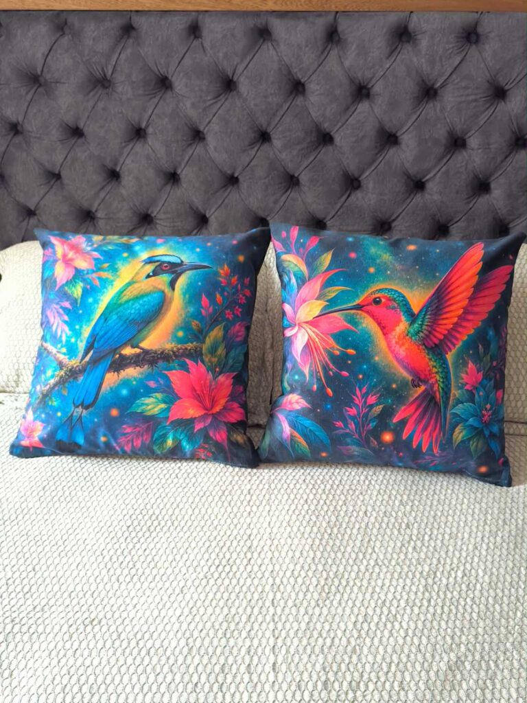 cojines pajaros